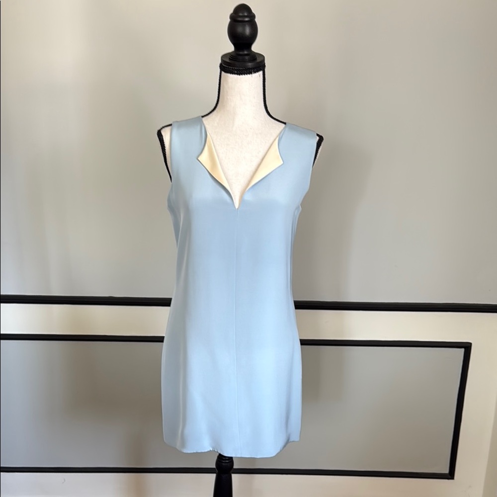 Sylvia Heisel Sky Blue Sleeveless Dress with contrast collar